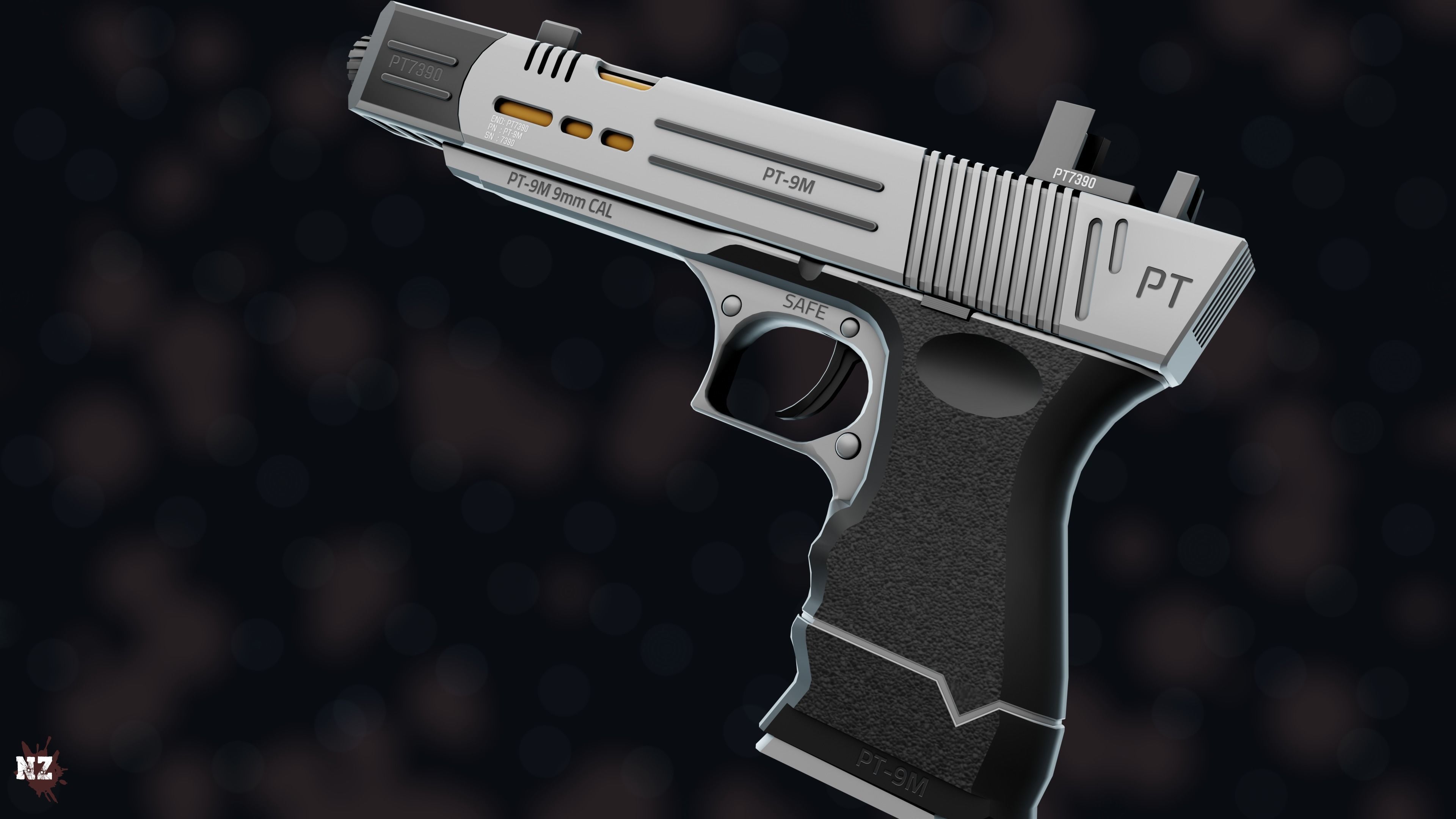 NZ PT-9M Pistol Free low-poly 3D model_4