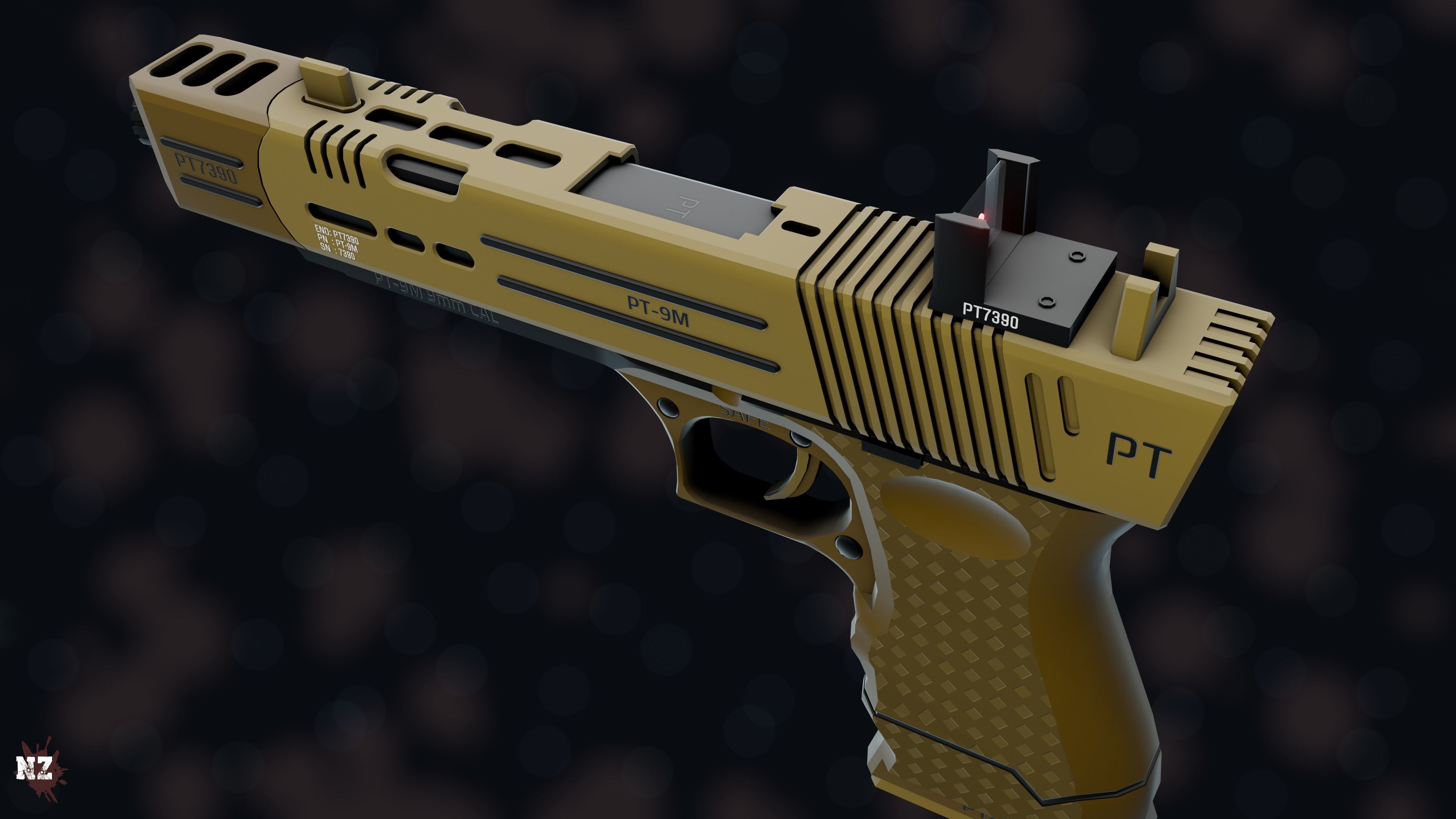 NZ PT-9M Pistol Free low-poly 3D model_15