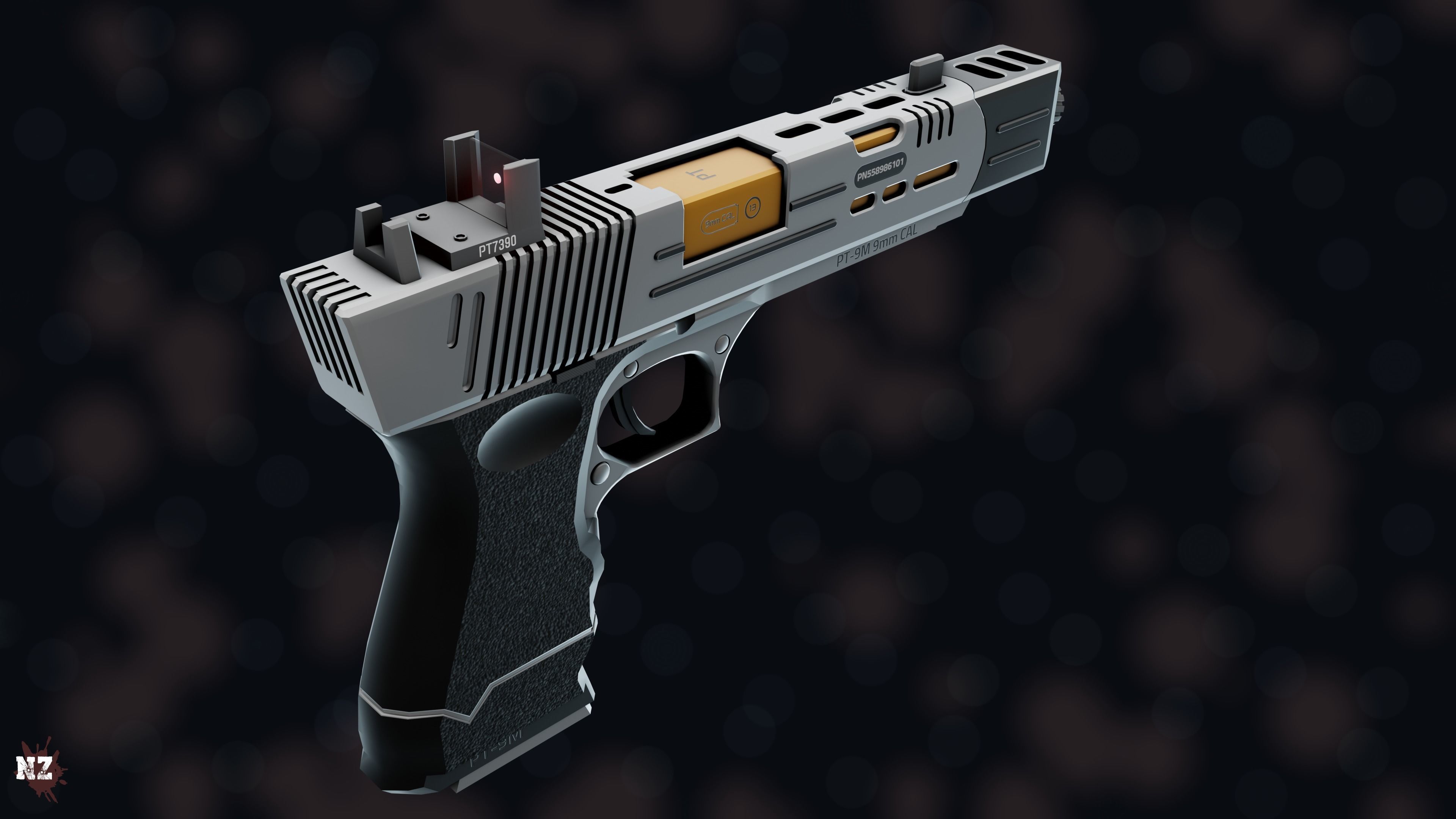 NZ PT-9M Pistol Free low-poly 3D model_12