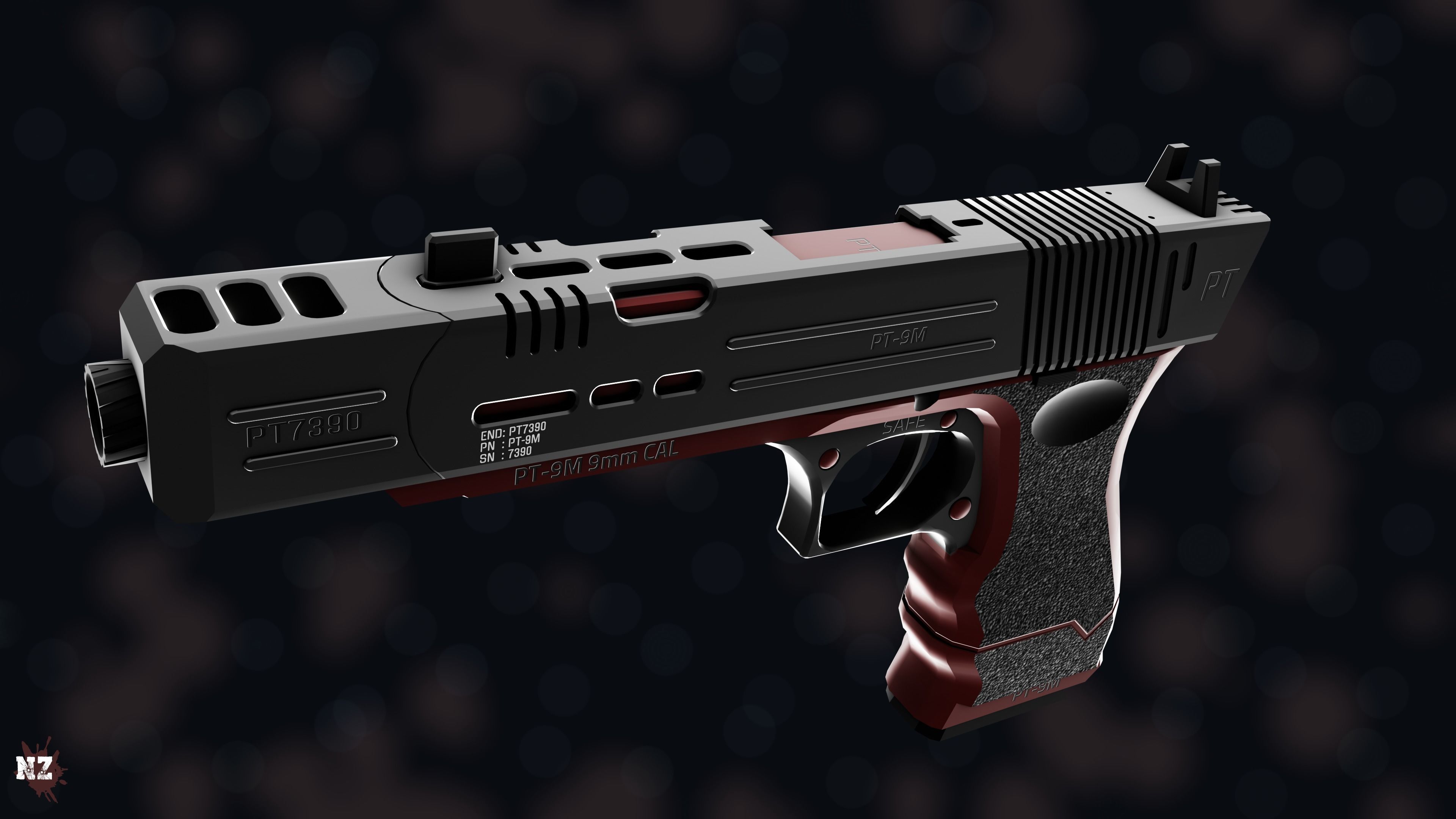 NZ PT-9M Pistol Free low-poly 3D model_26