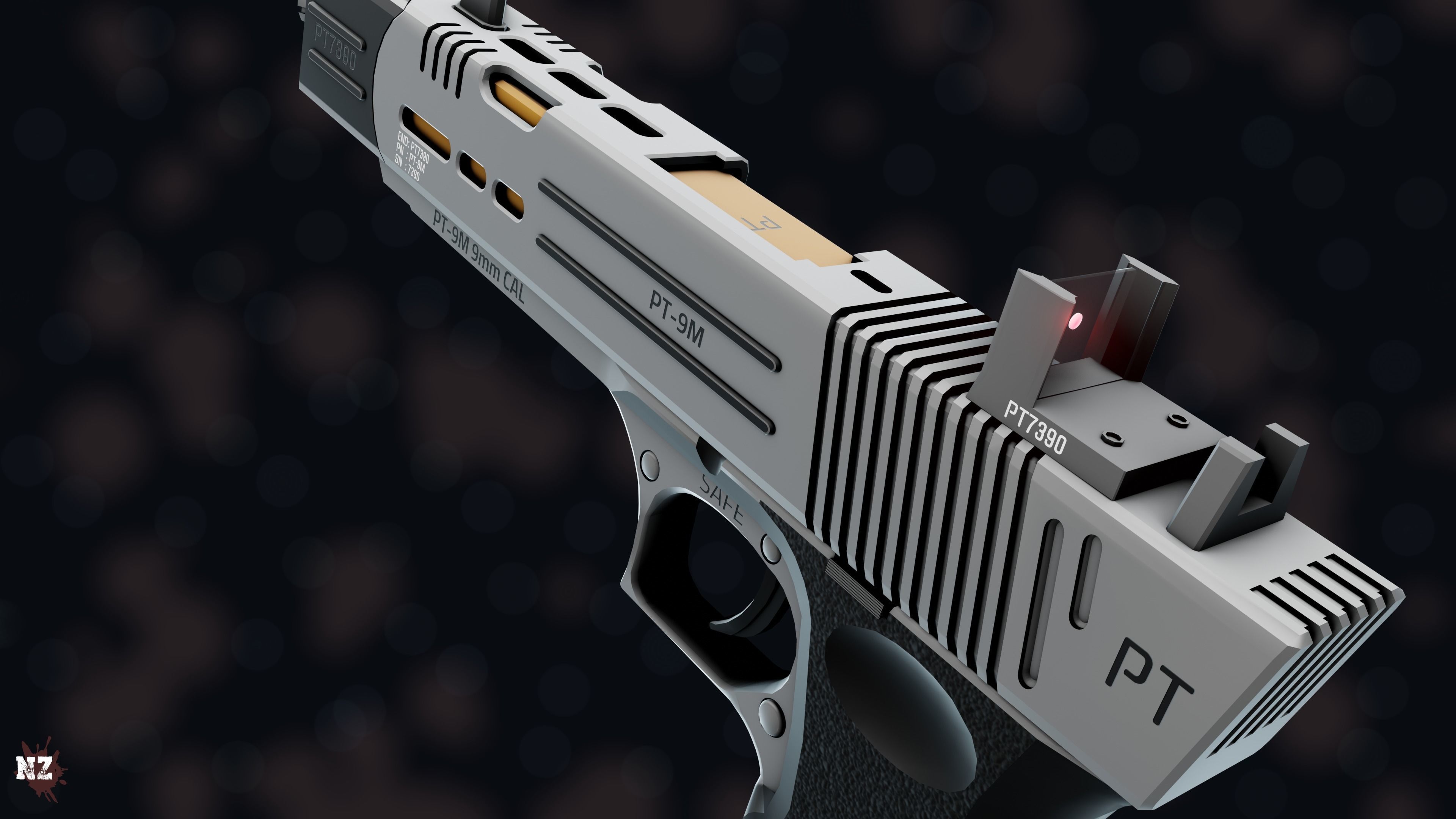 NZ PT-9M Pistol Free low-poly 3D model_10