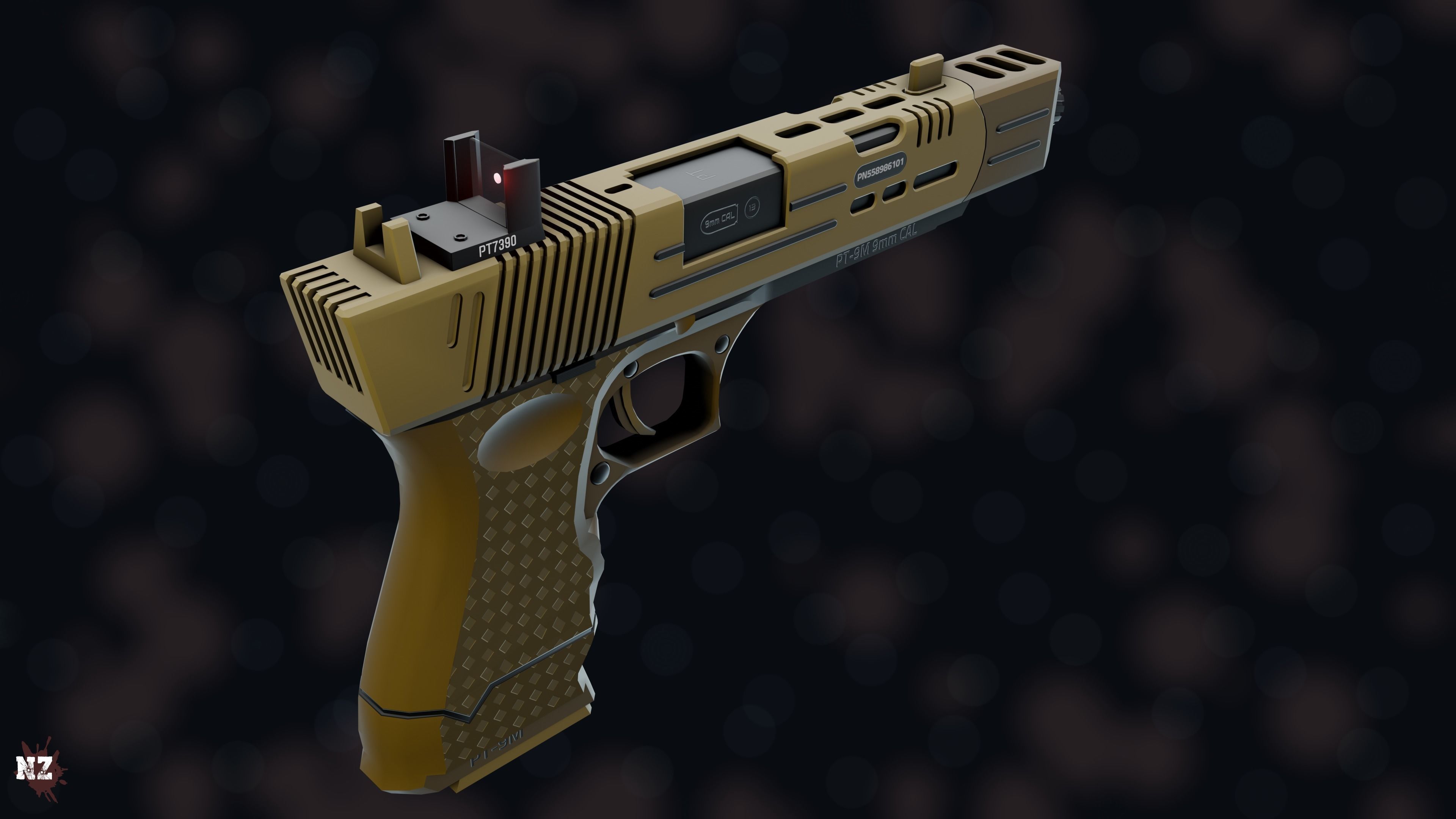 NZ PT-9M Pistol Free low-poly 3D model_14
