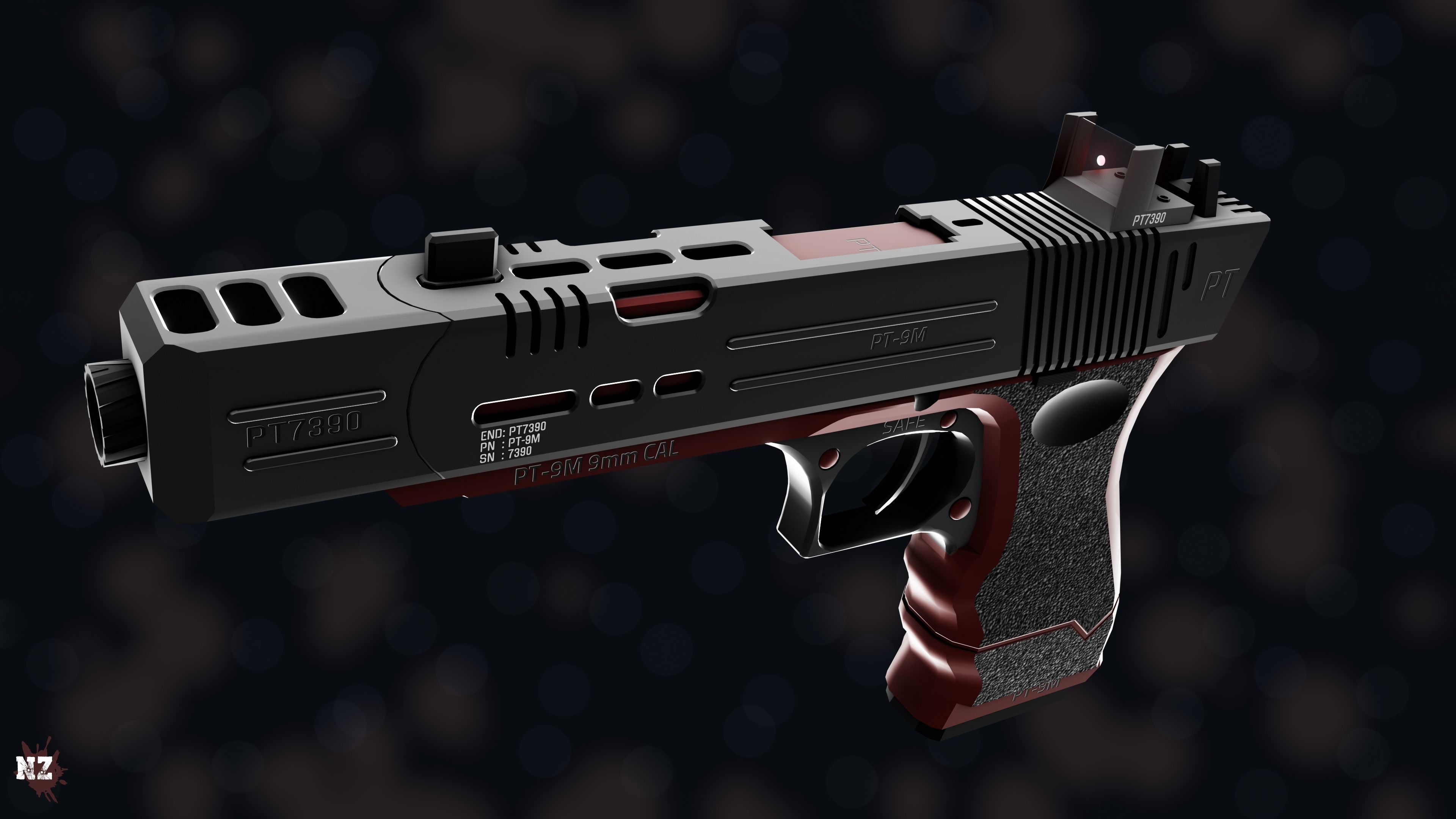 NZ PT-9M Pistol Free low-poly 3D model_30