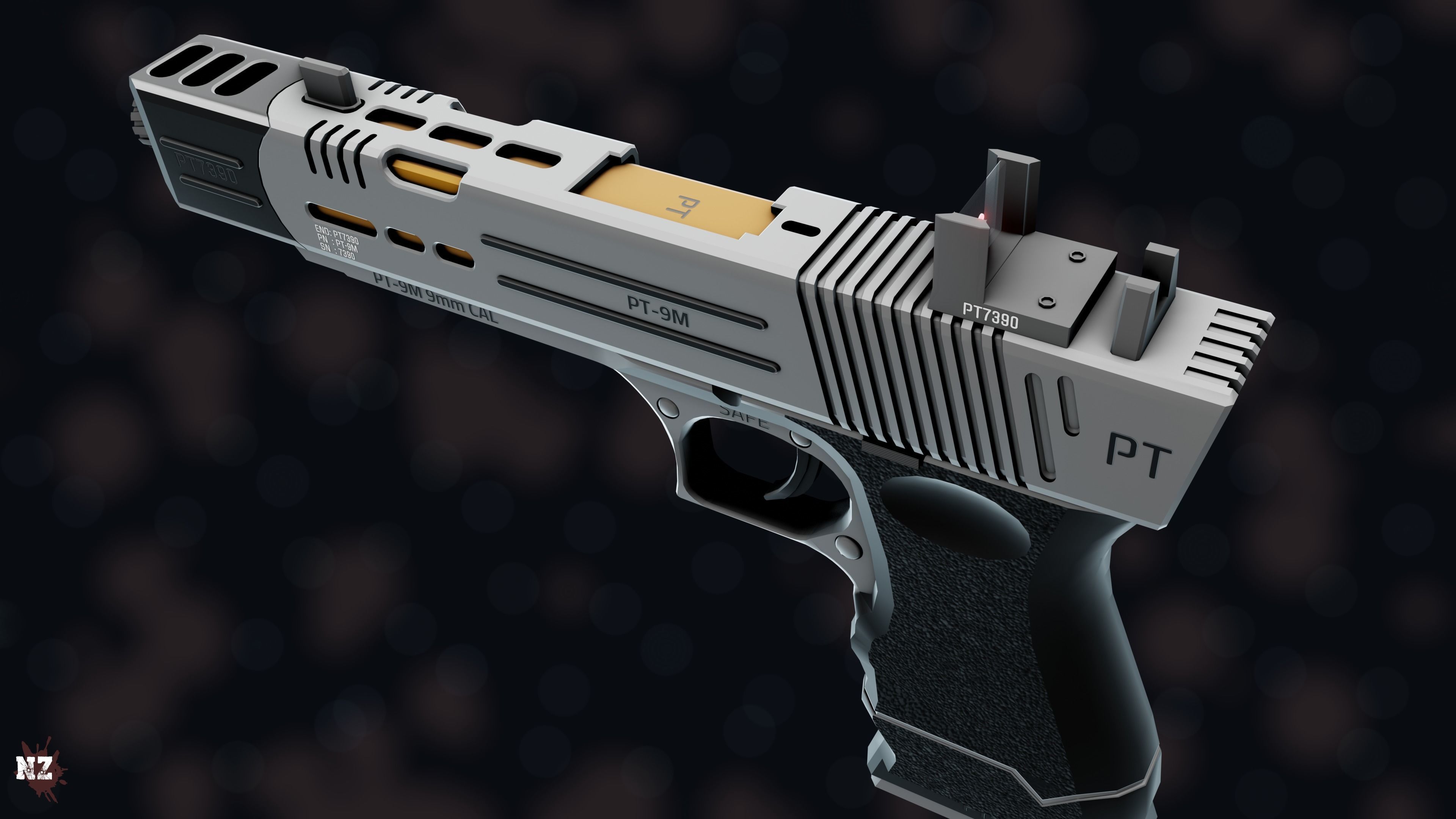 NZ PT-9M Pistol Free low-poly 3D model_13