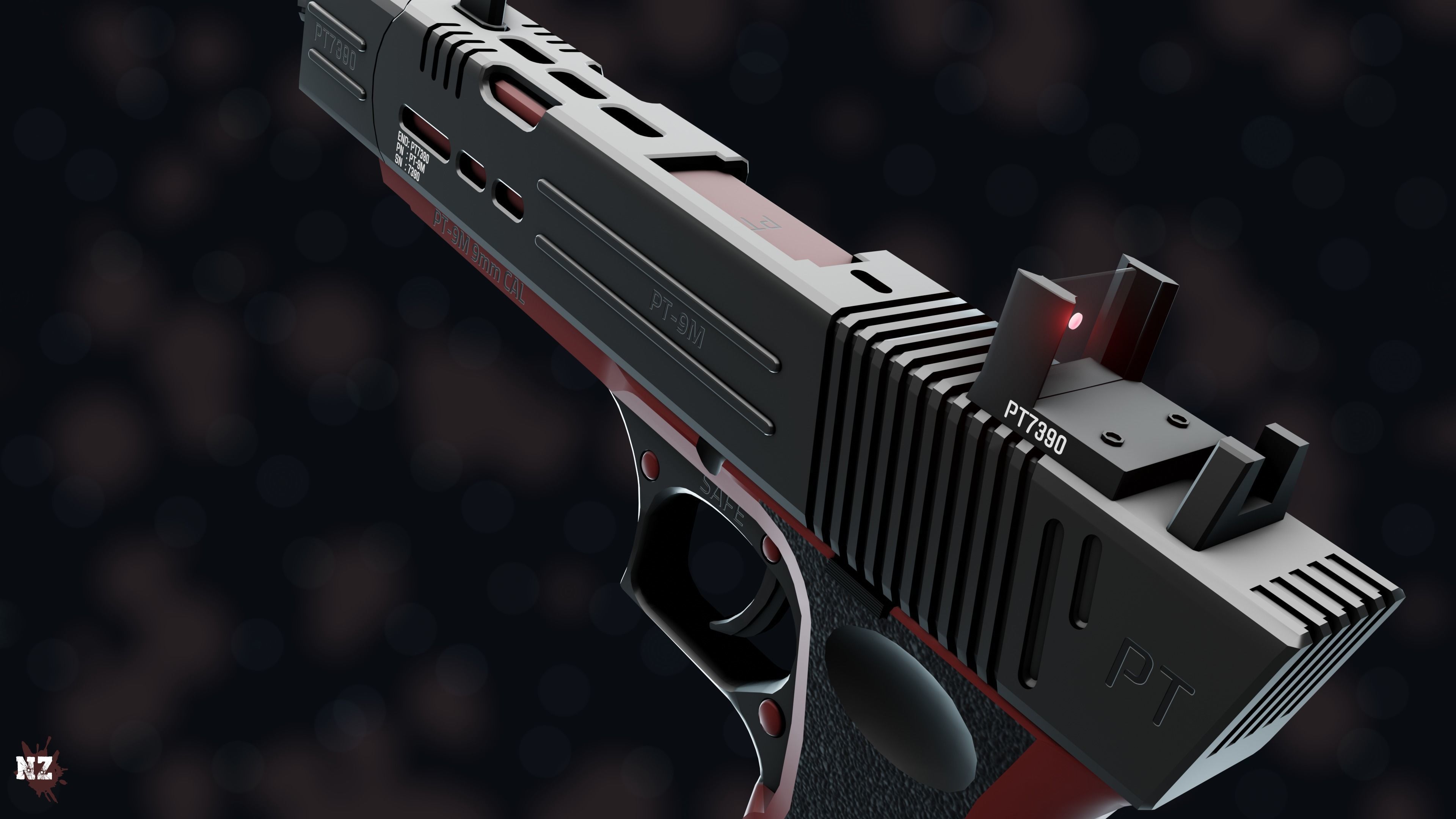 NZ PT-9M Pistol Free low-poly 3D model_29