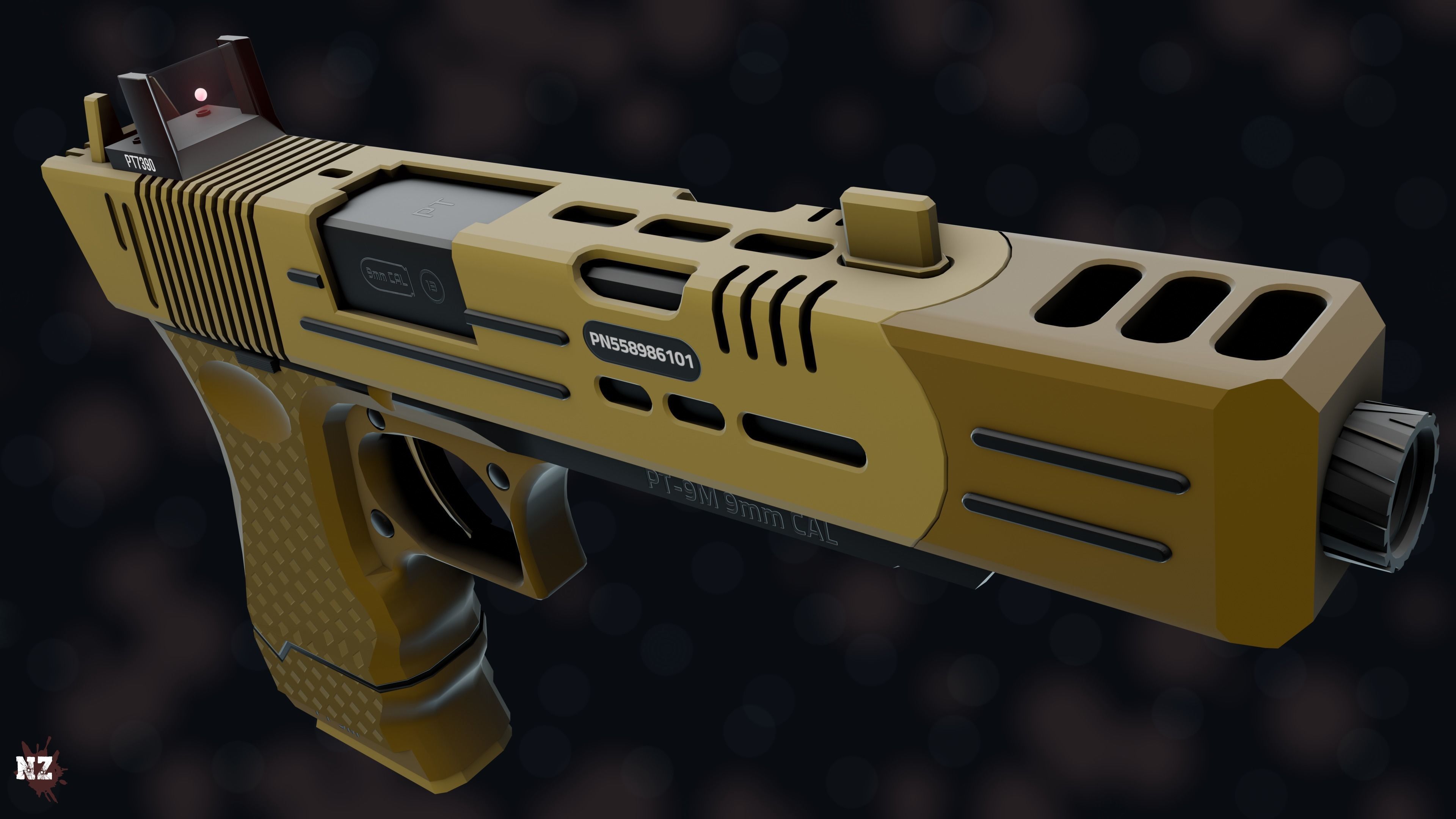 NZ PT-9M Pistol Free low-poly 3D model_19
