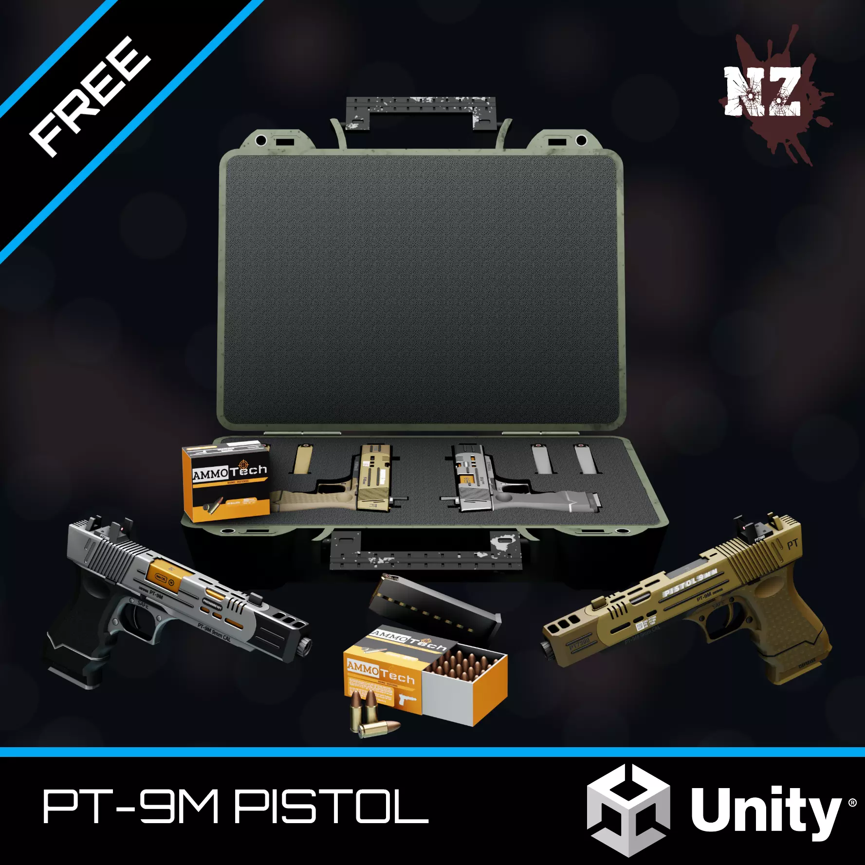 NZ PT-9M Pistol Free low-poly 3D model_0