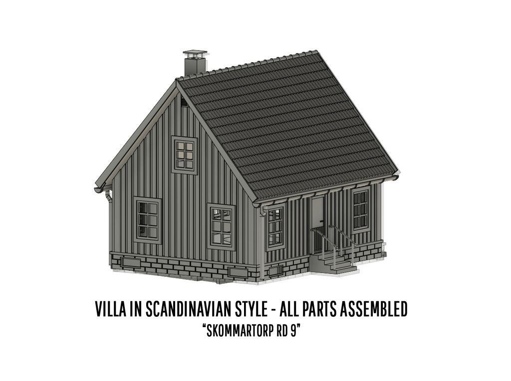 BUILD-0046 Villa Skommartorp 6 variants H0-scale 3D print model_2