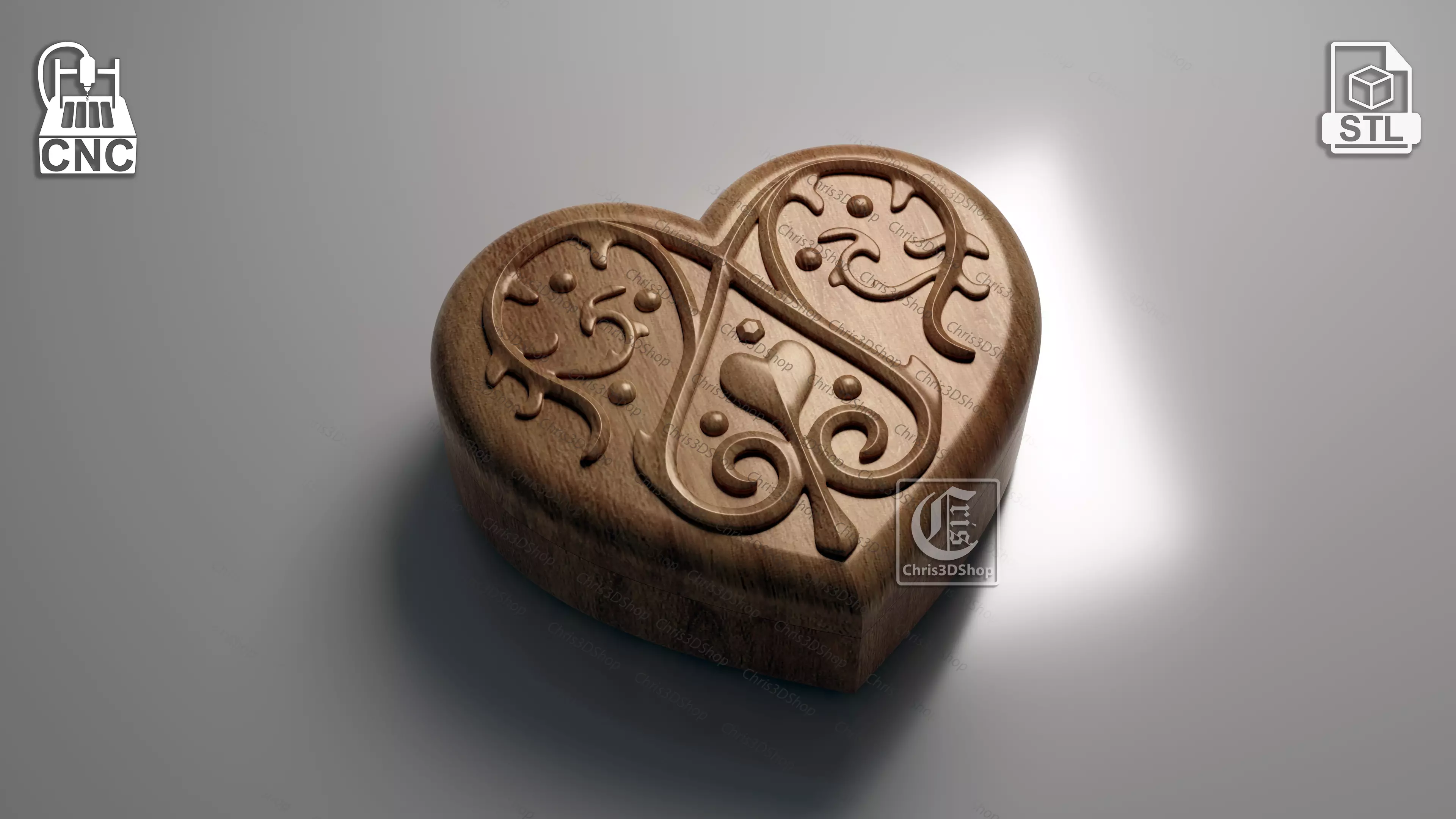 Heart Jewelry Box 2 - Files for CNC and 3D Printer 3D print model_0