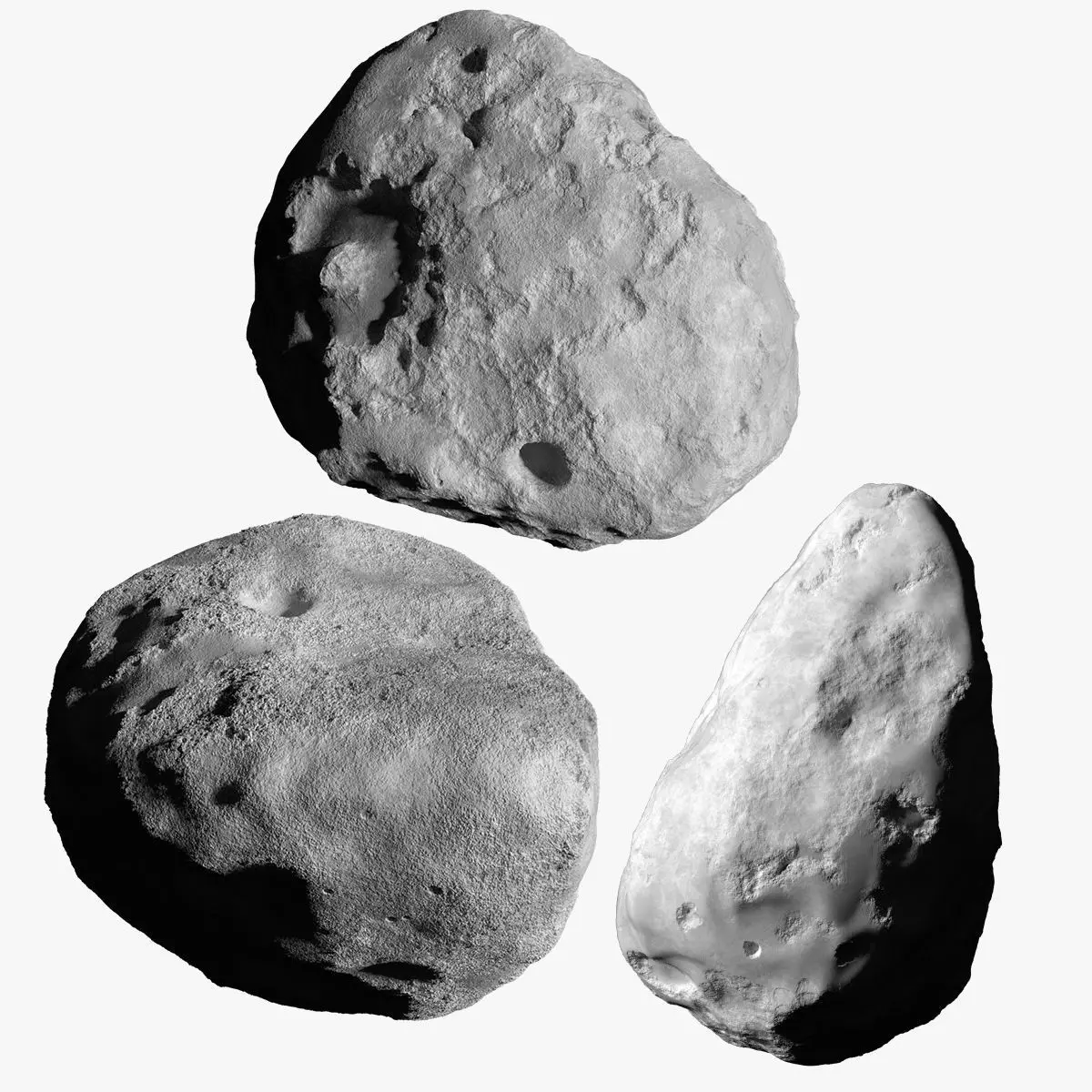 3 Asteroids Pack 3D model_0