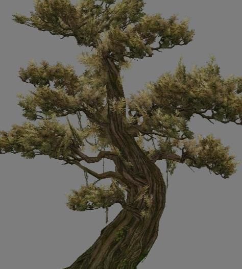 Low Poly Tree Set with vines hanging from it 3D model_18