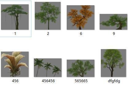 Low Poly Tree Set with vines hanging from it 3D model_3