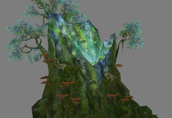 Low Poly Tree Set with vines hanging from it 3D model_4