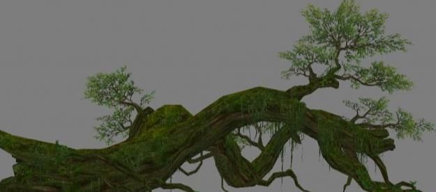 Low Poly Tree Set with vines hanging from it 3D model_15