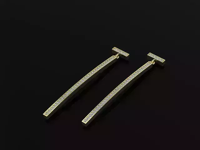 Model 001 two gold plated earrings with diamonds 3D print model