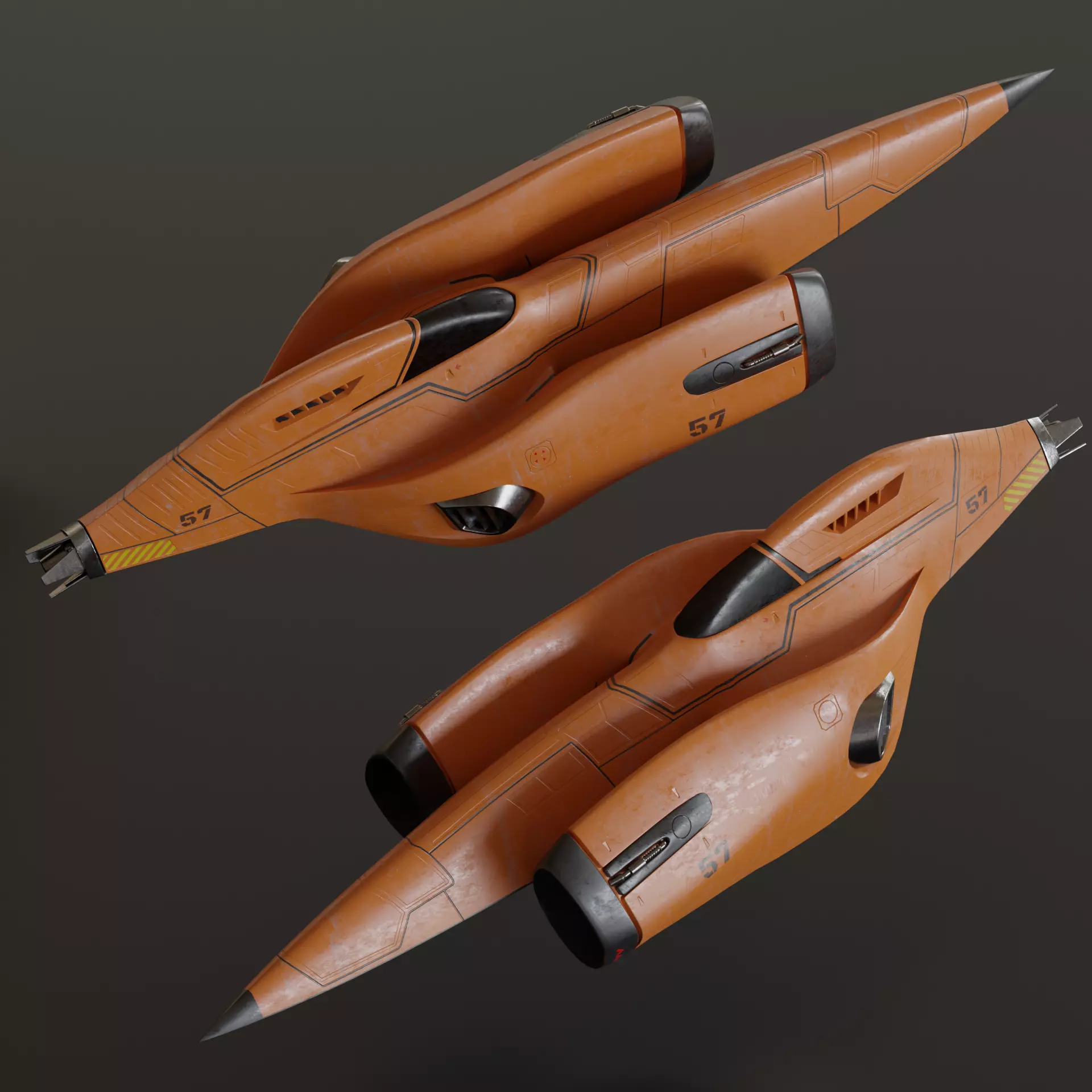 Futuristic sci-fi space racer jet Low-poly 3D model