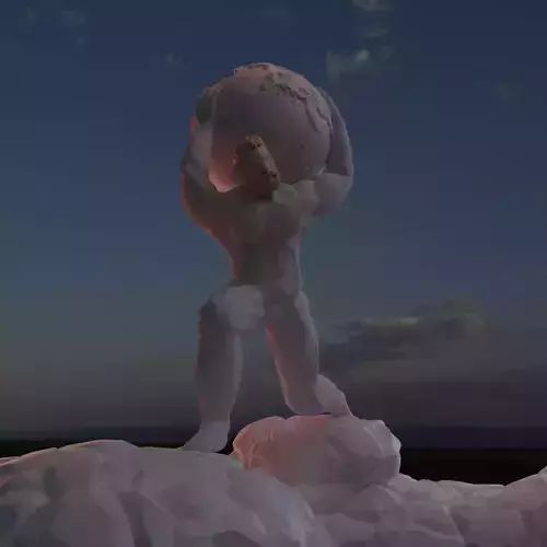 Atlas statue of man carrying globe