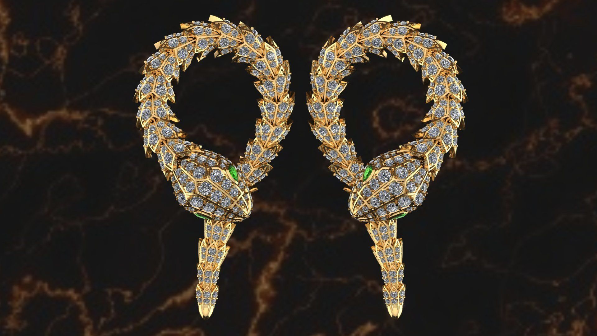 earrings Snake 3D print model_4