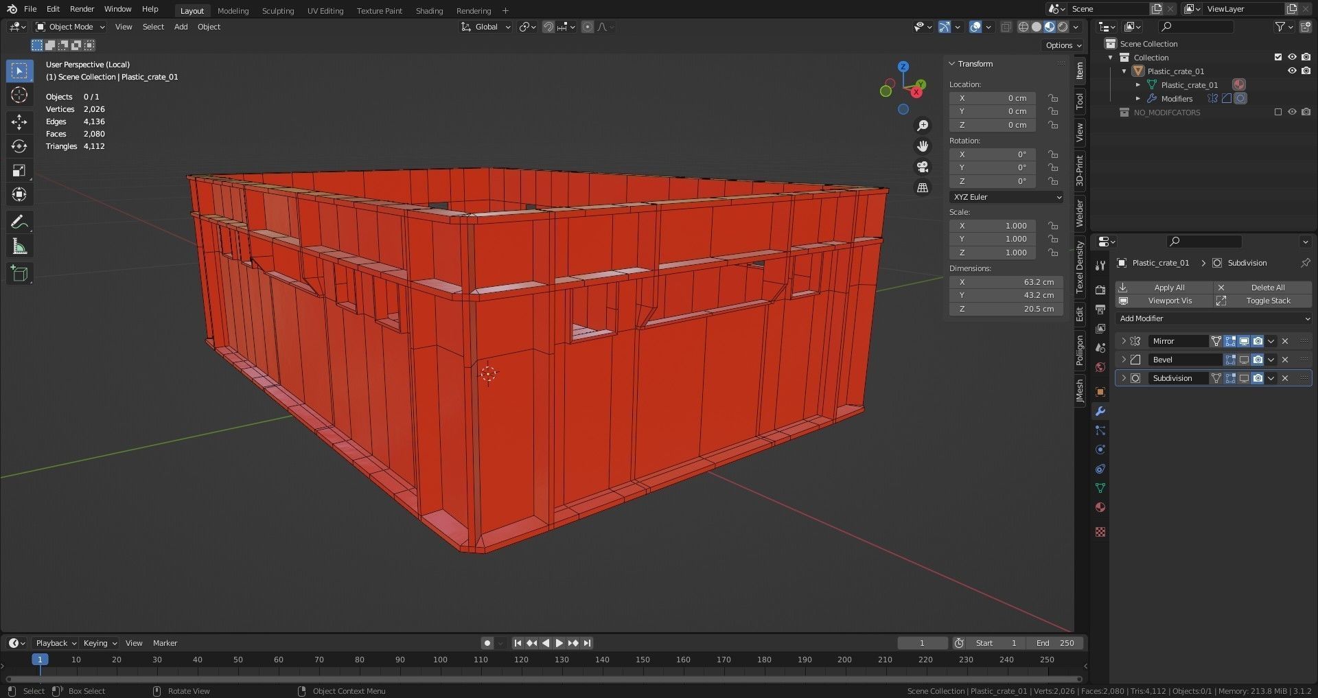 Plastic crate 01 Low-poly 3D model_7