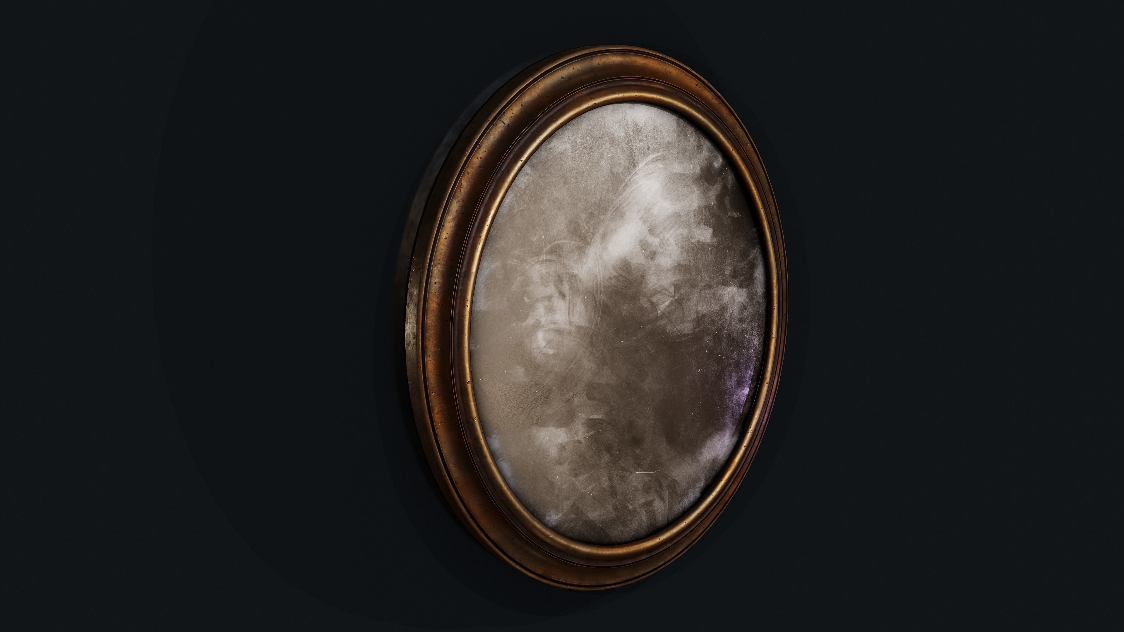 Old Oval Mirror Low-poly 3D model_3
