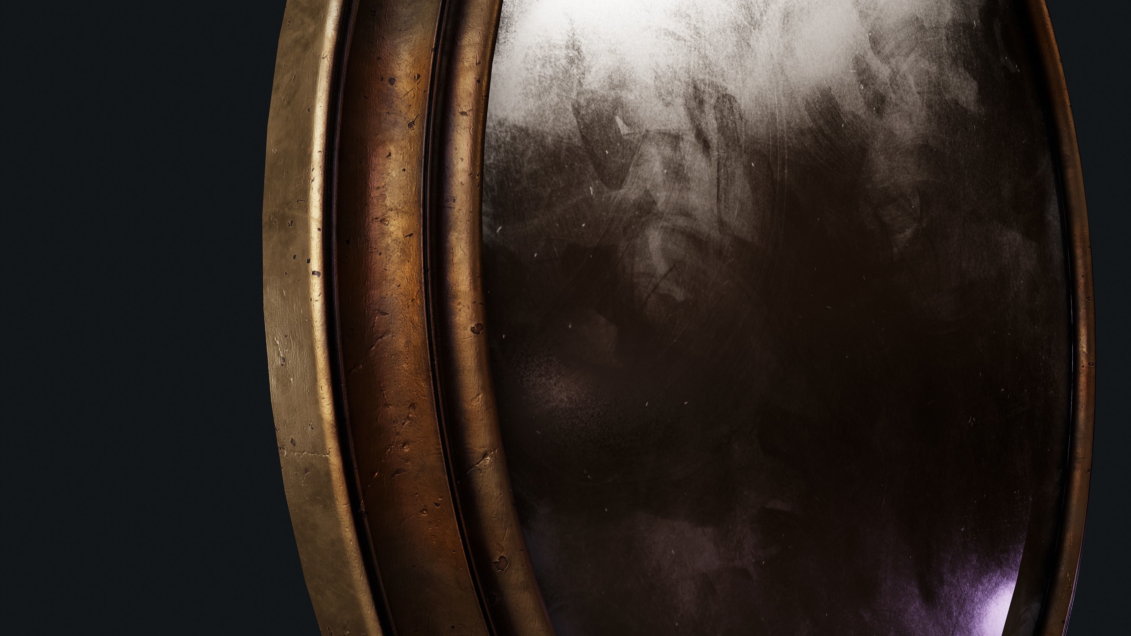 Old Oval Mirror Low-poly 3D model_7