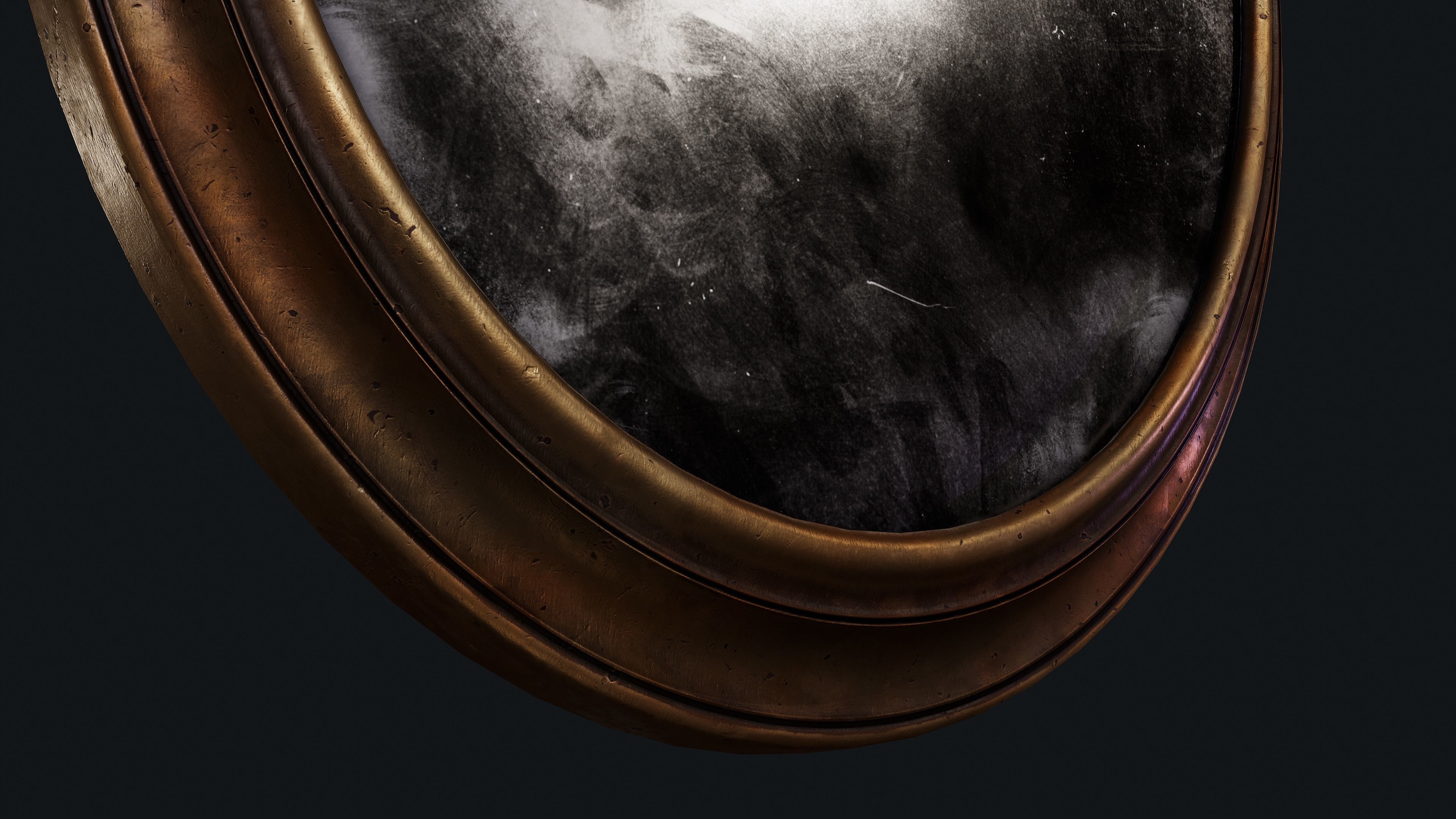 Old Oval Mirror Low-poly 3D model_6