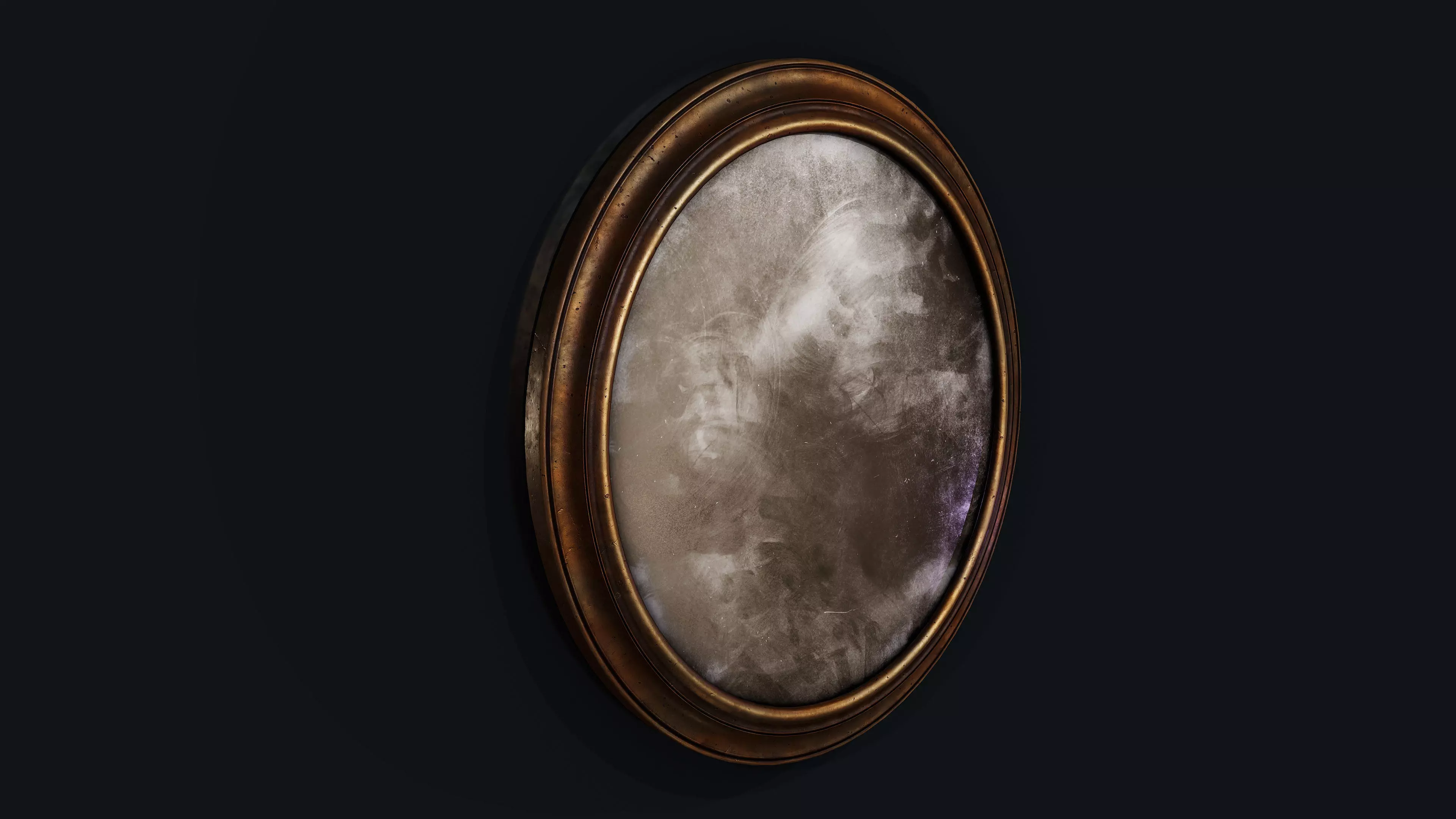Old Oval Mirror Low-poly 3D model_0