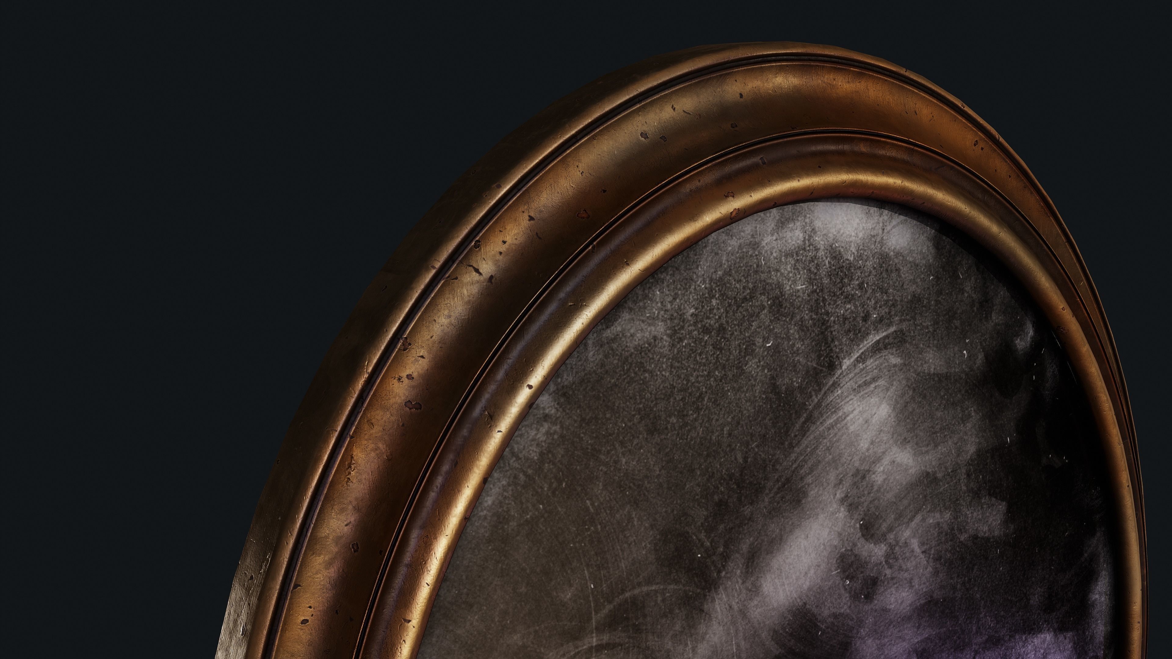 Old Oval Mirror Low-poly 3D model_5