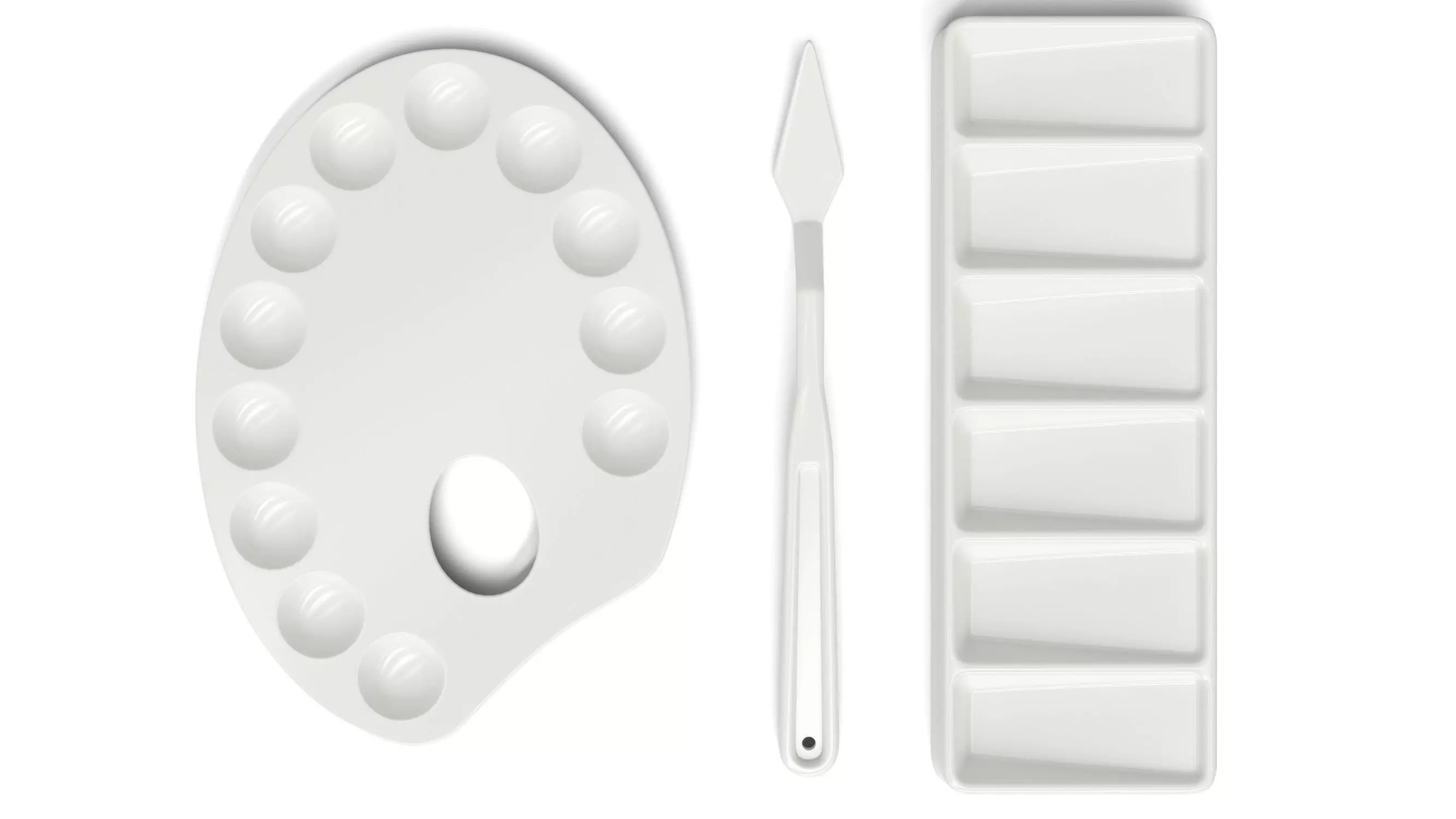 Set of palette and palette knife models 3D model