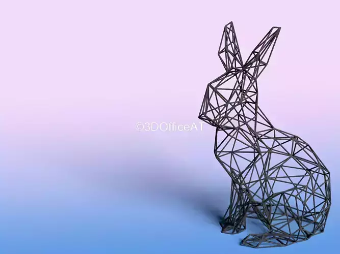Rabbit Wire Frame Sculpture - Resin Print