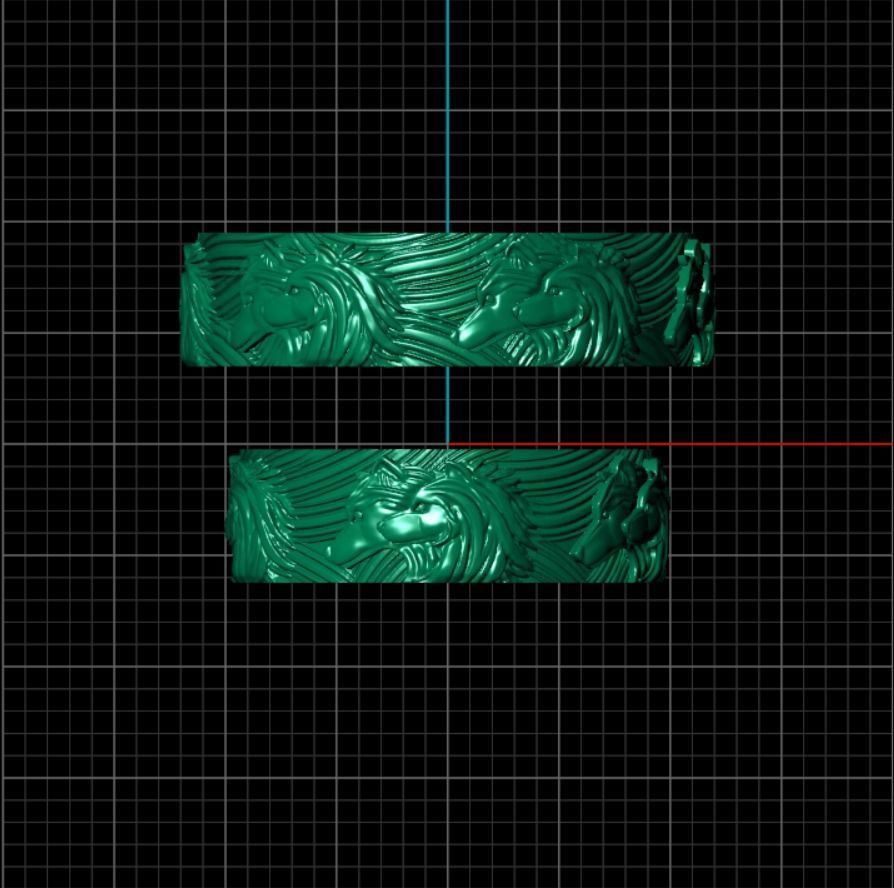 Wedding rings wolves 3D print model_3