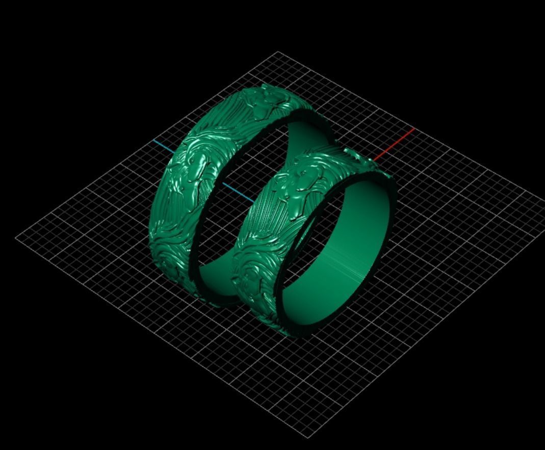 Wedding rings wolves 3D print model_2