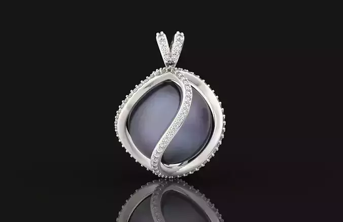 elegant pendant with pearls and stones  727 3D print model