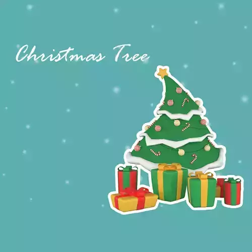 christmas tree and gift bix 3d model