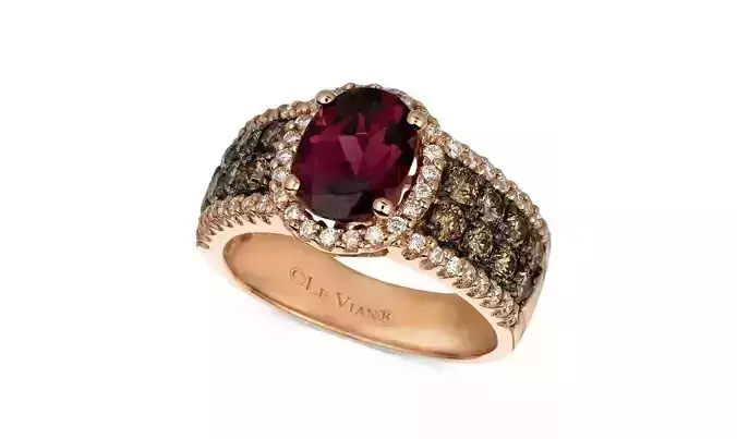 ring Le Vian chocolate diamonds with raspberry garnet 728