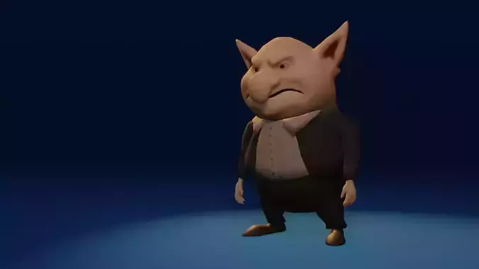 Character cartoon in suit Low-poly 3D model