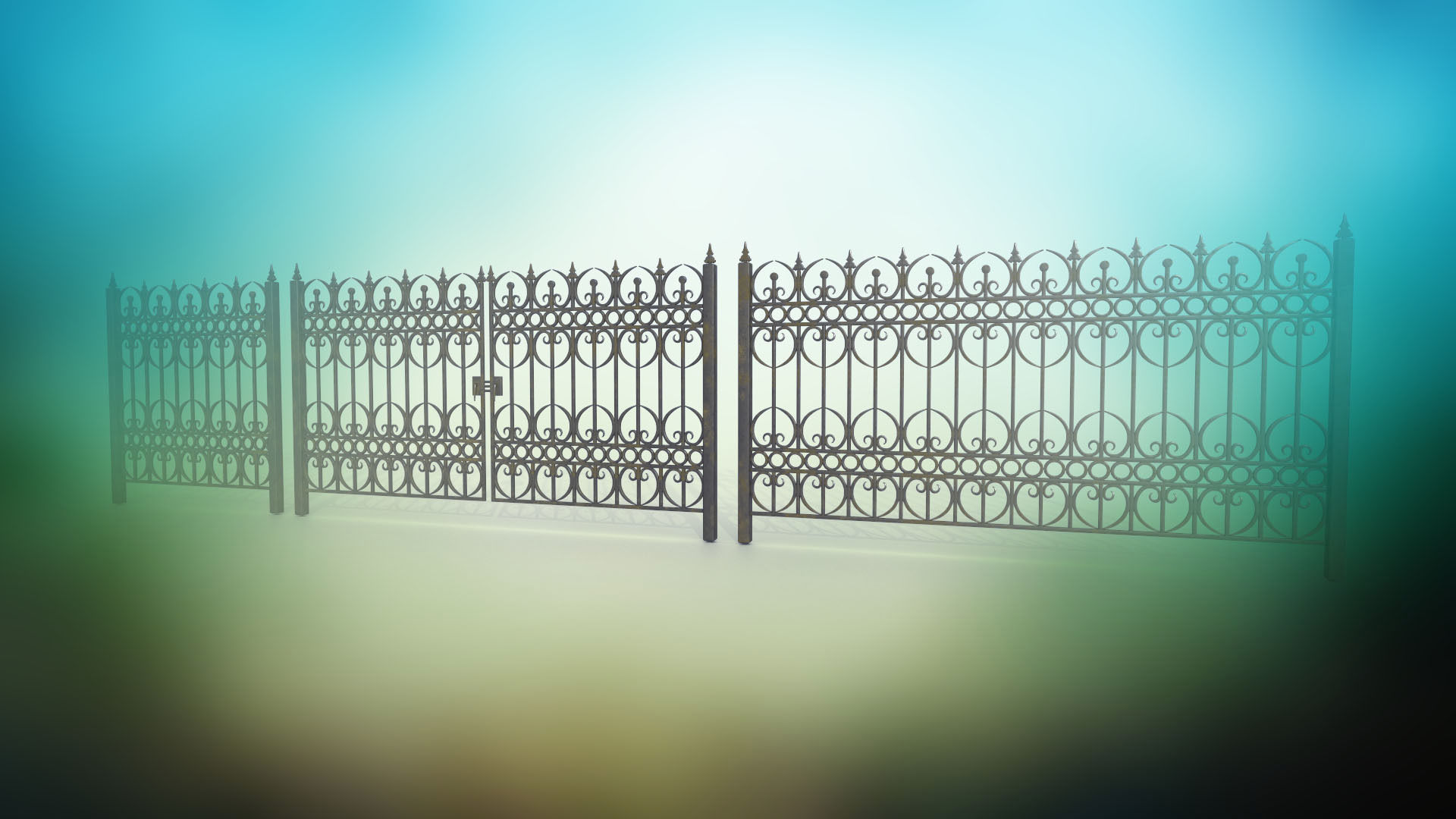 3D model Gate and fence Metal Art JPEG PNG 2 texture packs VR / AR ...
