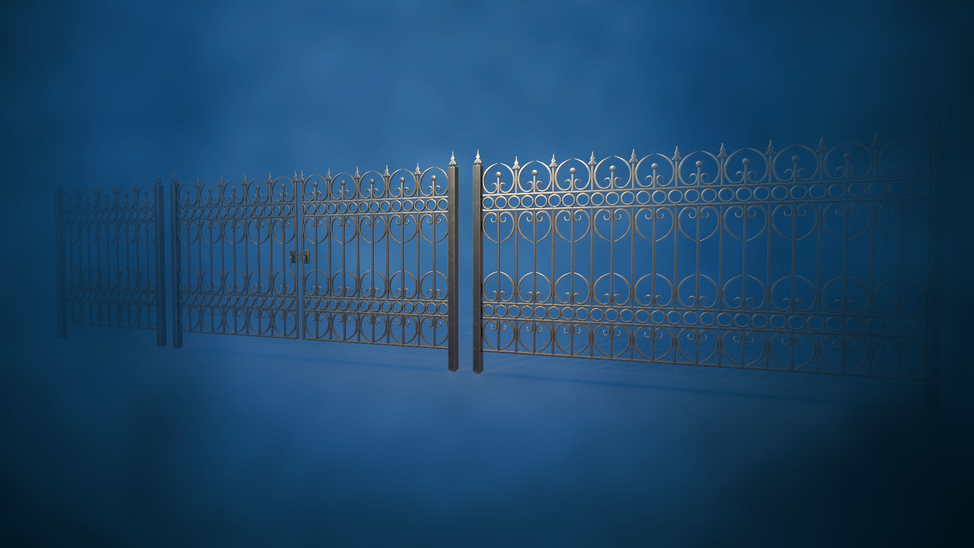 3D model Gate and fence Metal Art JPEG PNG 2 texture packs VR / AR ...