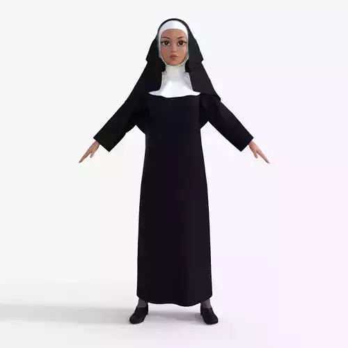 Cartoon Nun Woman Character