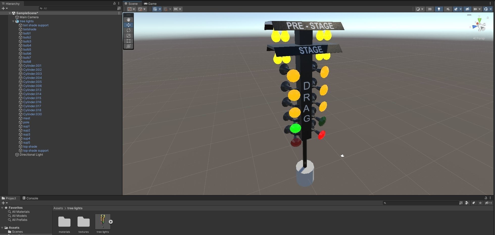 drag racing tree lights Low-poly 3D model_5