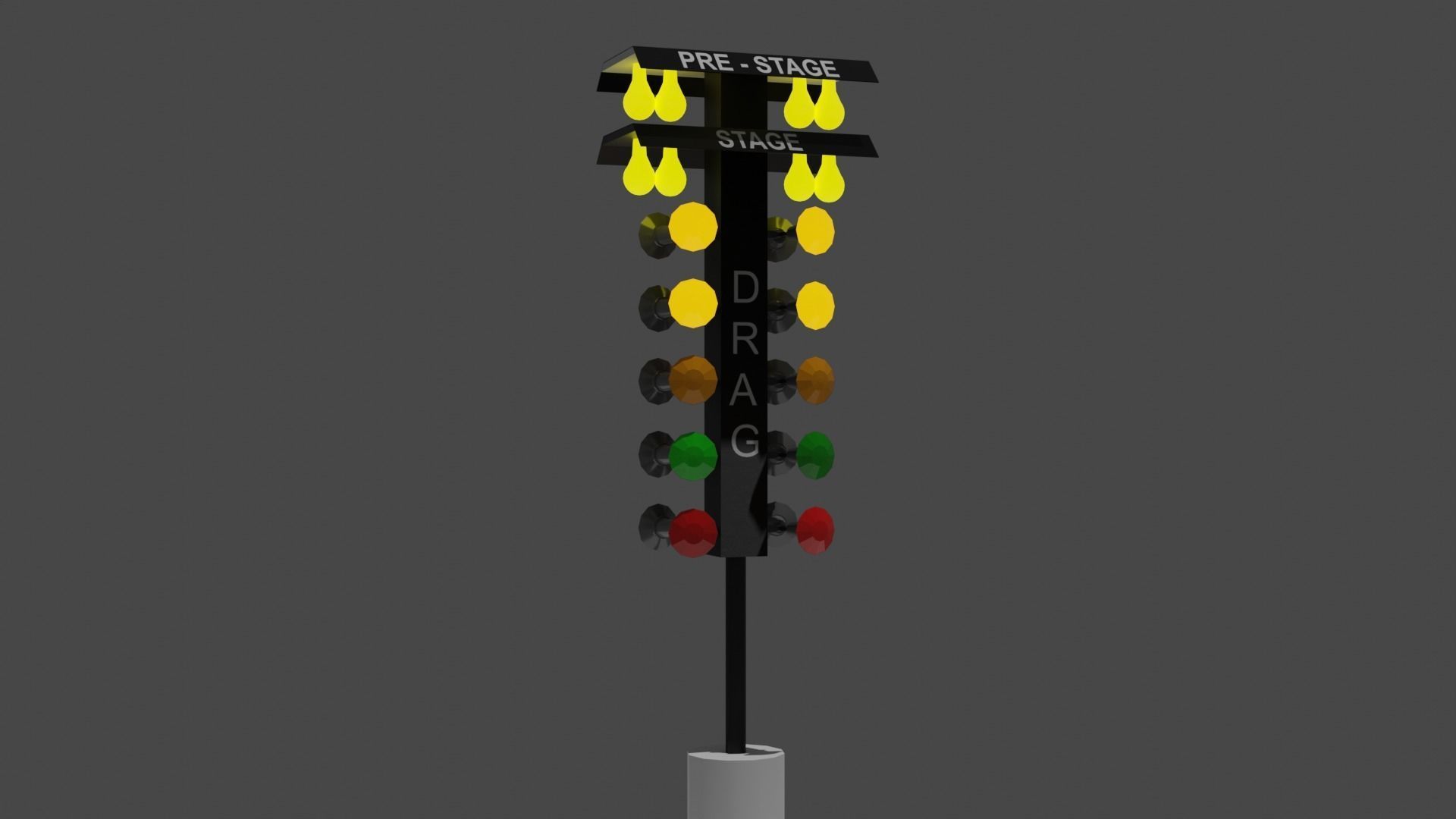 drag racing tree lights Low-poly 3D model_3
