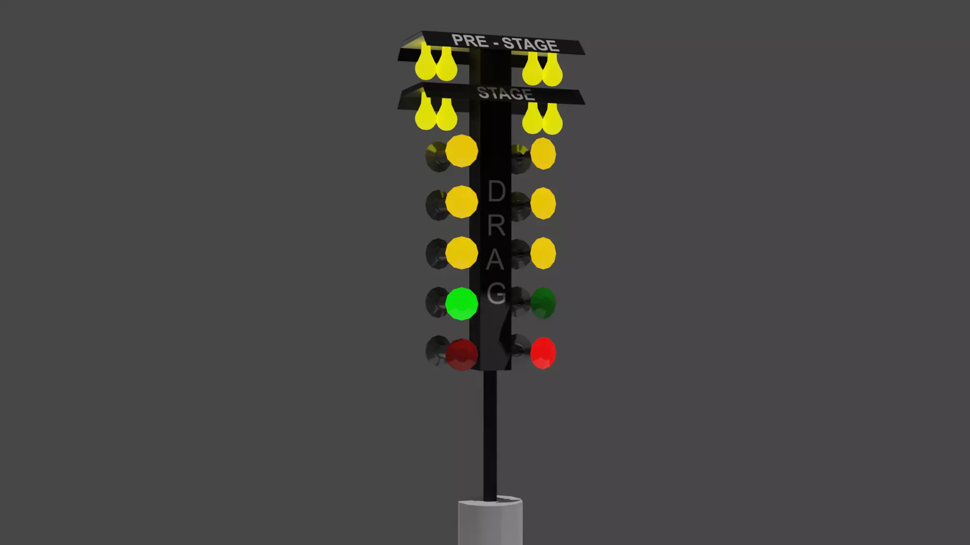 drag racing tree lights Low-poly 3D model_0