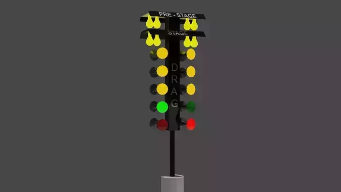 drag racing tree lights Low-poly 3D model