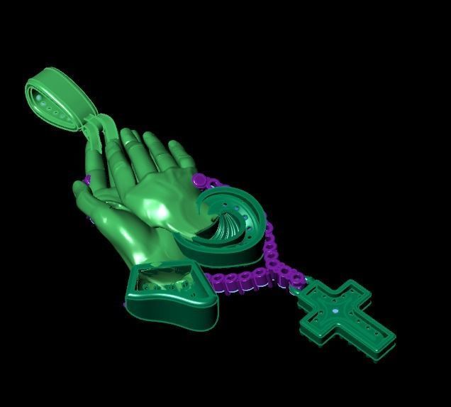 Praying Hand Cross Pendant 3D print model_16