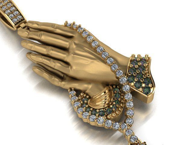 Praying Hand Cross Pendant 3D print model_1