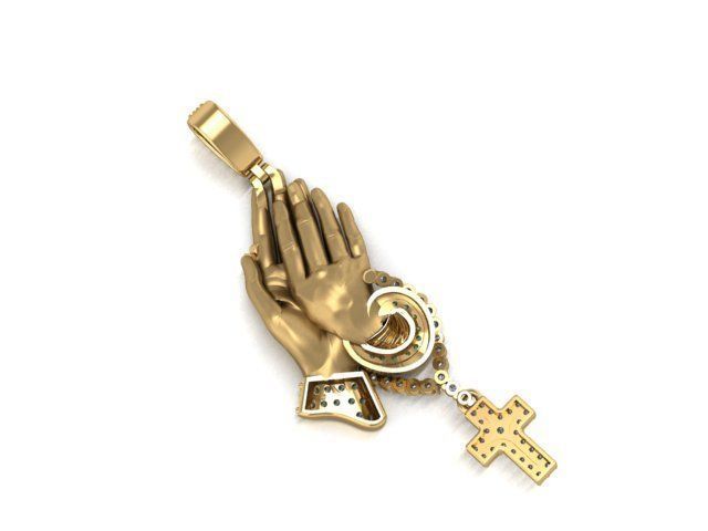 Praying Hand Cross Pendant 3D print model_6