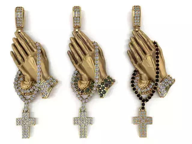 Praying Hand Cross Pendant 3D print model