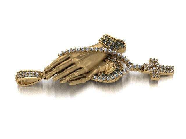 Praying Hand Cross Pendant 3D print model_2