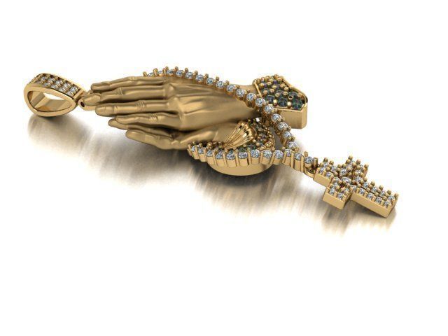 Praying Hand Cross Pendant 3D print model_8