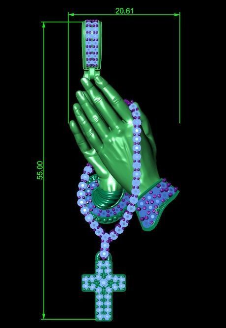 Praying Hand Cross Pendant 3D print model_12